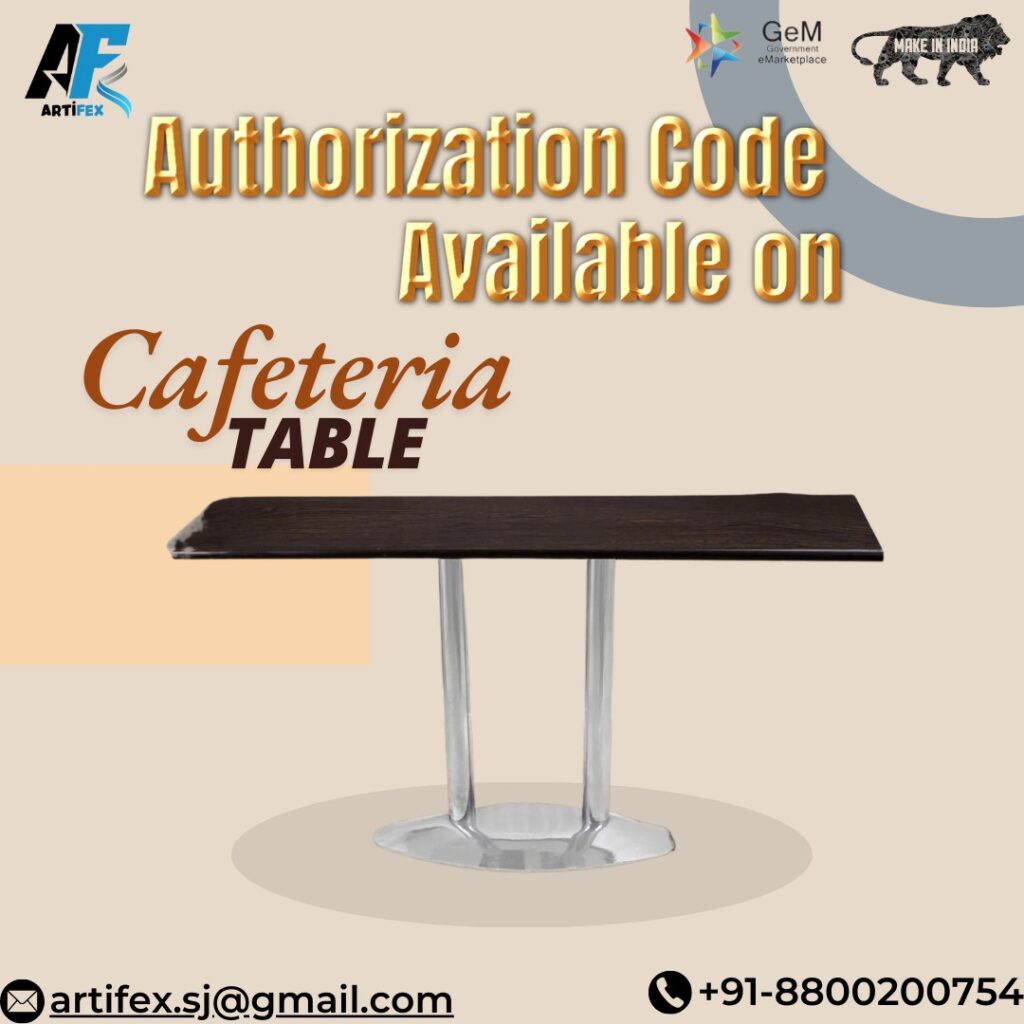 GeM Authorization Code available on Cafeteria Table